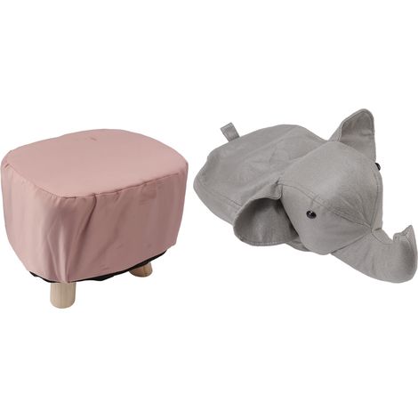 Tabouret éléphant en forme d'animal, antidérapant, silencieux, confortable, stable et multifonctionnel, mignon et idéal pour les enfants, gris clair.