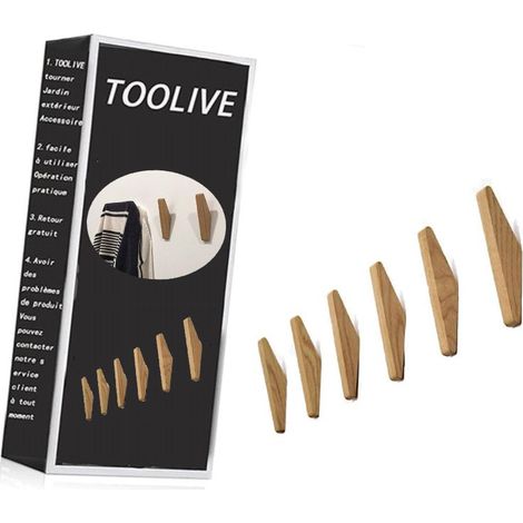 patères en bois vintage, simply smart,patères en bois, capacité de charge 5 kg, patères murales, patères peignoir, patères chapeau, patères multi-usages (lot de 6) (1/5)