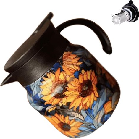 Théière isotherme en acier inoxydable avec motif floral - 800 ml (1/5)