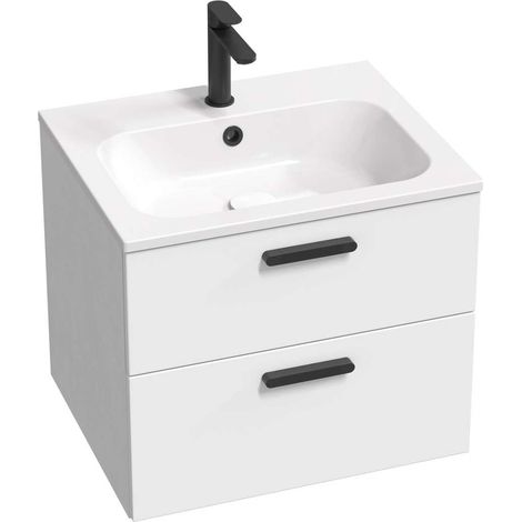 Ravak Chrome II - Waschbeckenunterschrank 60x50x49 cm, 2 Schubladen, weiß glänzend X000001744