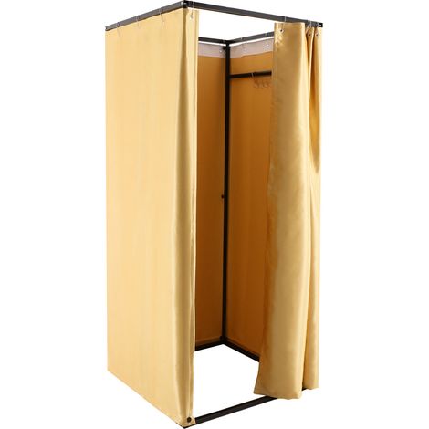 Cabina de prueba desmontable, vestuario portátil con cortina, cabina de prueba móvil temporal para tiendas de ropa, dormitorios, oficinas y la playa (dorado, 85 x 85 x 200 cm) (1/5)