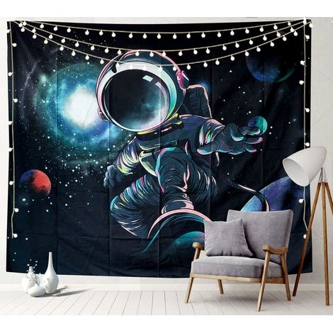 Tapisserie de mandala, tapisserie de galaxie, tapisserie d'astronaute pour enfant homme femme chambre décoration murale tapisserie pour la décoration de la chambre (Surfeur, 150CM130CM) (1/4)