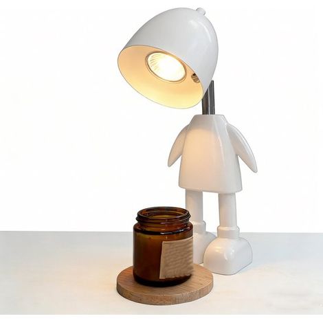Lampe de table, lampe de chevet, lampe de table décorative, lampe de table rechargeable, chauffe-bougie, lampe chauffe-bougie, blanche (bougies non incluses). (1/5)