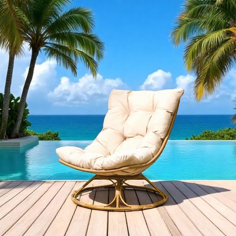 Fauteuil - HOME DECO FACTORY - Petra - Pivotant - Beige (1/5)