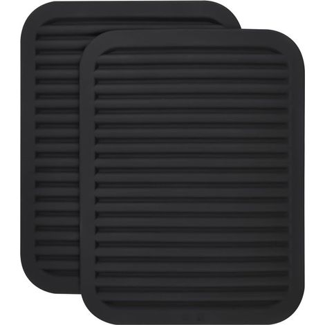 2 pezzi, tappetino scolapiatti, tappetino in silicone per lavare i piatti, 29,522,5 cm, tappetino scolapiatti resistente al calore, tappetino asciugapiatti, nero, tappetino scolapiatti, tappetino anti (1/5)