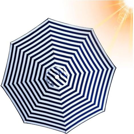 Parasol de terrasse de remplacement, résistant aux UV, au vent et à la pluie, adapté au jardin et à la plage, bleu 230 cm, 8 baleines (1/5)