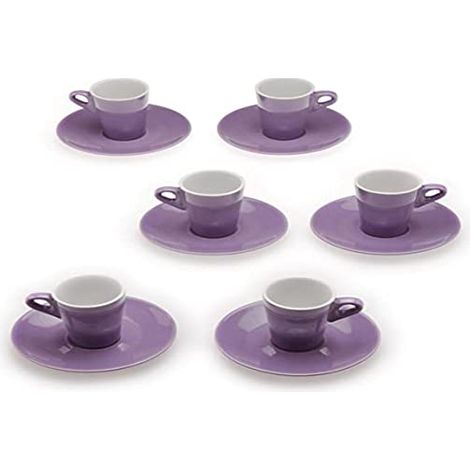 Tognana elegant set 6 tazza da caffè lilla con piattino in porcellana eleganti e raffinati