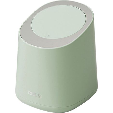 Mini Countertop Garbage Can Small Plastic Countertop Wastebasket Waste Can with Press Type Lid for Bathroom Bedroom Living Room Dressing Table Morino Green