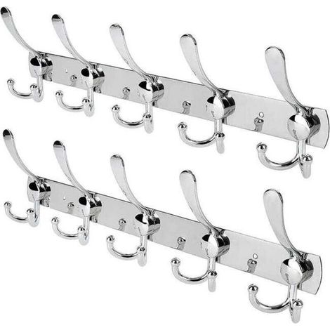 Lot de 2 porte-manteaux et porte-chapeaux en acier inoxydable, crochet mural en alliage d'aluminium pour salle de bain (1/5)