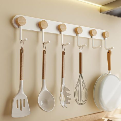 Ganchos para cubiertos de pared, llaveros, percheros de pared, ganchos adhesivos aptos para colgar sombreros y toallas tamaño 30x6CM. (1/5)