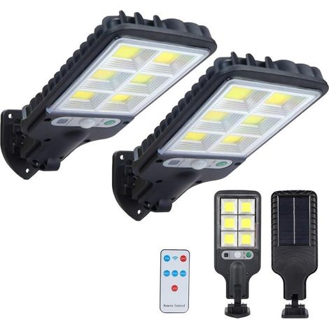 Lampe Solaire Exterieur, 2 Pack Lumiere Solaire Exterieur avec Détecteur de Mouvement, Eclairage Solaire Extérieur Étanche avec Télécommande, Haut Lumens Lampe Solaire pour Jardin Garage Porc (1/5)