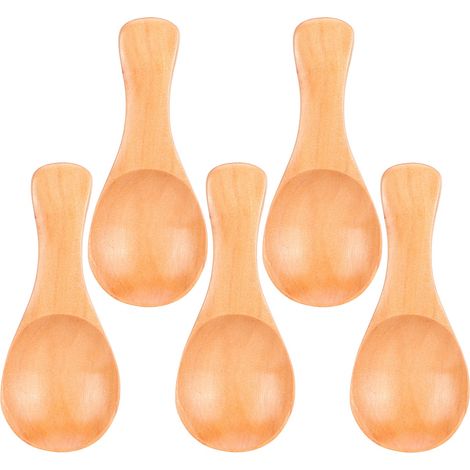 Lot de 5 petites cuillères en bois pour glaces, condiments, sucre, café, thé, ustensiles de cuisine (1/5)