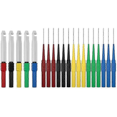 Lot de 20 sondes de test pour multimètre, aiguilles de test en acier inoxydable, pointes de test à perforation arrière, connecteurs banane 4 mm, outil d'inspection JT0048 (1/5)