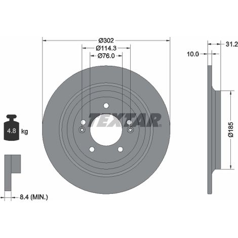 Lot de 2 Disques de frein Textar 92293403 HYUNDAI 58411D3700 58411D7700