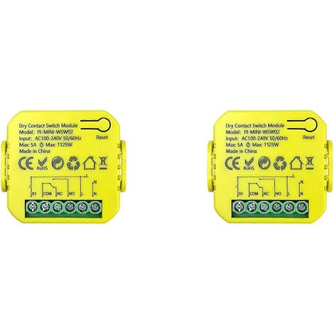 relais à contact sec Tuya Smart Life avec module WiFi, minuterie et télécommande via application, 5 A, 12 V CC / 24 V CA, 100-240 V CA (1/5)