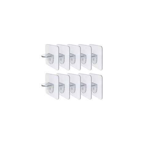 10 selbstklebende Tablet-Halterungen, bohrfreie Regalhalterungen, Befestigungen für Regale, Bücherregale und Schränke, hochbelastbare Acrylhalterungen (transparent) (1/5)