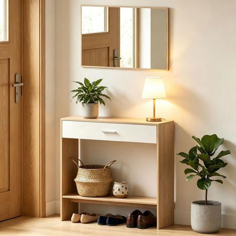 Table d'appoint miroir style moderne organisateur d'entrée (1/5)