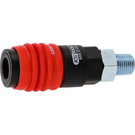 KS TOOLS 999.9104 RACCORD UNIVERSEL DE SÉCURITÉ À AIR COMPRIMÉ 3 EN 1 AVEC FILETAGE EXTÉRIEUR 1/4'' (1/4)