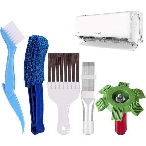 Kit di 5 spazzole per la pulizia delle alette del condizionatore, pettine per alette con accessori per la pulizia delle alette del condizionatore, spazzola per la pulizia delle fessure (1/5)