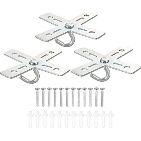 CSPARKV 100mm Hook Kit, 6 Set Cross Design Metal Plate Bracket Hanger Holder Ceiling Fan Light Fixture for Hanging Light Fixture Chandelier