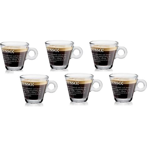 Set 6 Tazze Tazzine Caffè in Vetro Dictionary Nadia in Vetro 80 cc Cerve (1/2)