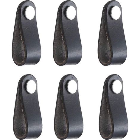 6 Stück Ledergriffe für Möbel Schrankgriffe Leder Knopf für Kleiderschrank Schublade mit Schrauben Schwarz