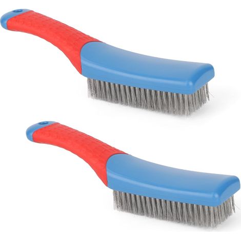 2pcs Stainless Steel Wire Brushes, Heavy Duty Reinforced Bristle Cleaning Brushes, Anti-Scratch Metal Brush for Kitchen Industrial Use (1/5)