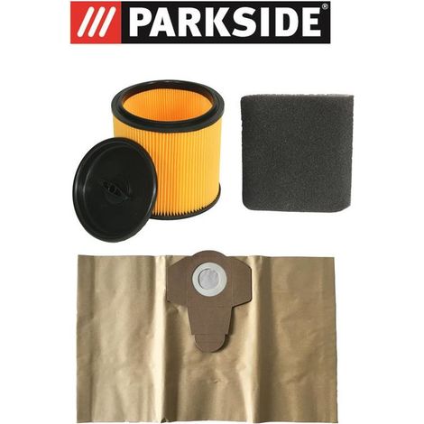 Filtre plissé permanent pour aspirateurs Parkside Couvercle à fermeture baïonnette Sac indéchirable 20L pour grosses particules (1/5)