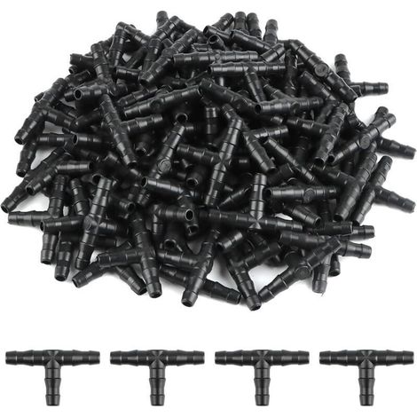 Lot de 100 tee raccords en plastique 4/7 mm – Connecteurs pour irrigation goutte à goutte – Installation facile et durable – Pour systèmes d'arrosage (1/5)