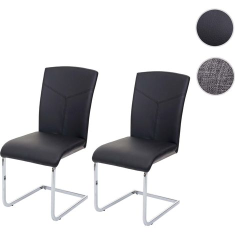 Chaise de salle à manger HWC-F36, chaise cantilever, chaise de cuisine/conférence - tissu, gris (1/5)