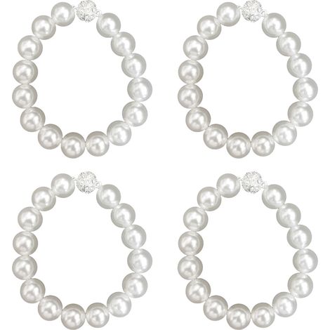 Embrasse De Rideau Magnetique - ABS Nacré Avec Strass - Pour Rideaux Fins Ou Épais - Blanc - 4 Pièces (1/5)