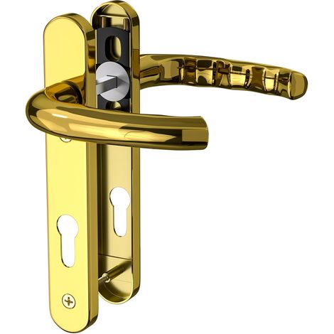 1 set PVD Gold UPVC 304 Stainless Steel Door Handle, 92mm PZ (Centers), Back Plate 212mm, Screw 122mm, Replacement PVC Door Handle PVD Gold (1/5)