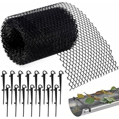Protection Grillage 18 cm x 8 m Gouttière anti Feuilles en Plastique Robuste Protection Filtre Protege Gouttiere Contre les Feuilles pour Gouttières, filtre à Feuilles avec 15 Pinces (1/5)