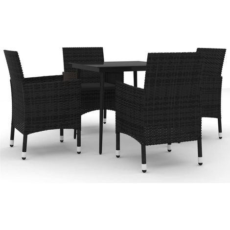 Maison Exclusive - 5-tlg. Garten-Essgruppe mit Auflagen Poly Ratt