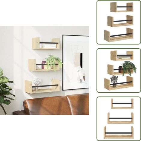 The Living Store Ensemble d'étagères murales avec barres 3 pcs chêne sonoma - Étagères Murales - Étagères Flottantes - Rangement Mural - Décoration Murale - Bois D'ingénierie (1/5)