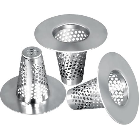 Lntyq 3pcs Drain Attrape Cheveux Douche pour Trou, Couvercle Vidange Douche Conique Acier Inoxydable 304, Filtre à Cheveux pour Évier, Baignoire