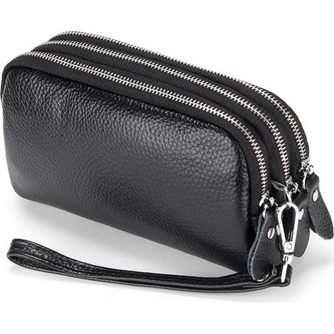 Portefeuille pour femme en cuir véritable (noir), (1/2)