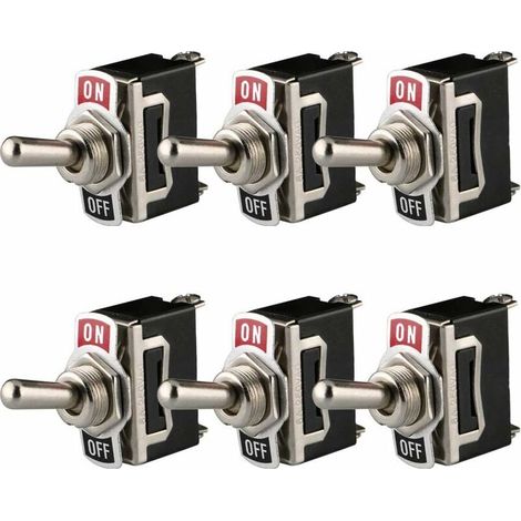 Interrupteur à Bascule 12V-24V-48V-110V/10A, 220V-230V/6A, SPST Métal Interrupteur à Levier, on/Off 2 Positions 2 Broches, pour Voiture Tableau de Bord Lumière (Pack de 6, Noir) (1/5)