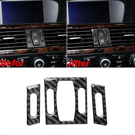 Cache de grille d'aération centrale intérieure en fibre de carbone pour BMW Série 5 E60 E61 (2004-2010). (1/5)