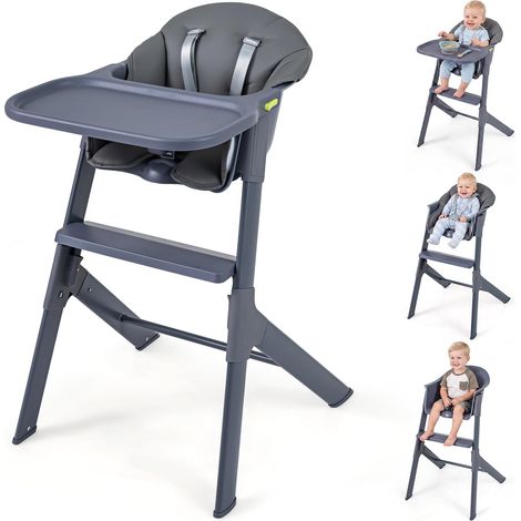 COSTWAY Chaise Haute Bébé Evolutive, Plateau Amovible Réglable, Harnais (1/5)