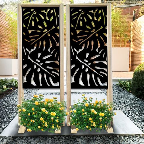 FILODENDRO - Paravent modulable - 70x190 cm - en bois et PVC - Couleur : noir