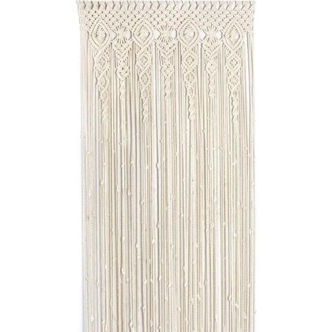 Rideau De Porte En Macramé - Tissé À La Main En Coton Naturel - Décor Bohème Pour Séparateur De Pièce Ou Décoration Murale Suspendue - 90 x 180 cm (1/5)
