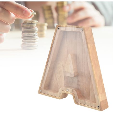 [Boîte à Bijoux] Caisse à Trésor DIY Birch Bois et Plastique Lettre A Transparent Décoratif Change pour Enfants (1/5)