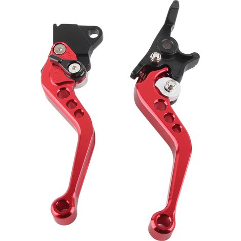 Paire de leviers de frein et d'embrayage en aluminium CNC pour moto, couleur rouge (1/5)