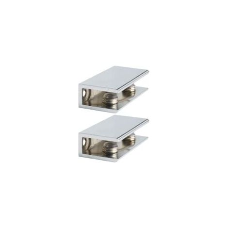Support d'étagère rectangulaire réglable sans cadre, 2 pièces, pince robuste pour étagère en verre, chrome poli (1/5)