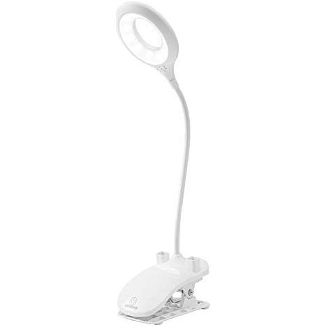 Lampe à pince LED, lampe de bureau à pince avec porte-stylo, lampes de chevet et lampes de table, lampe enfant respectueuse des yeux avec 3 couleurs réglables pour la lecture et le travail (blanc) (1/5)