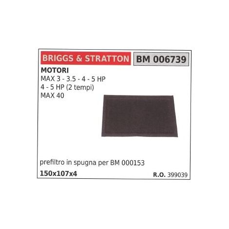 Prefiltro de aire BRIGGS&STRATTON cortacésped cortacésped MAX 3 3.5 4 5 HP