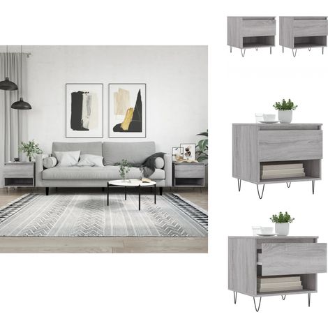 Couchtische 2 Stk. Grau Sonoma 50x46x50 cm Holzwerkstoff - Couchtisch - Wohnzimmerstil - Holzwerkstoff - Grau - Modernes Design (1/5)