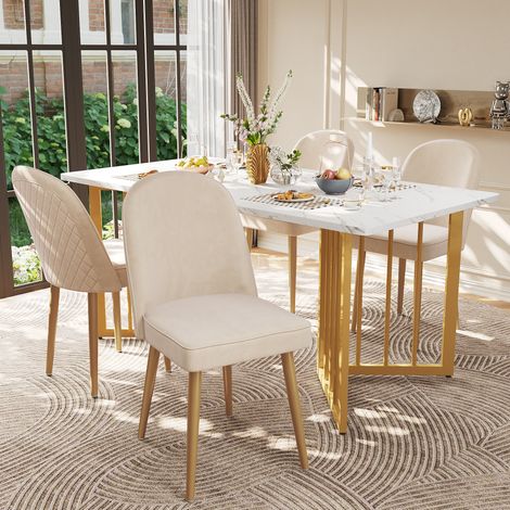Set di 4 sedie da pranzo 50x62x89 cm in velluto beige, moderne per soggiorno FloraGrace (1/5)