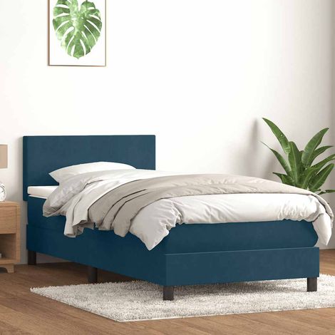 Boxspringbett mit Matratze & LED Dunkelblau 80x220 cm Samt